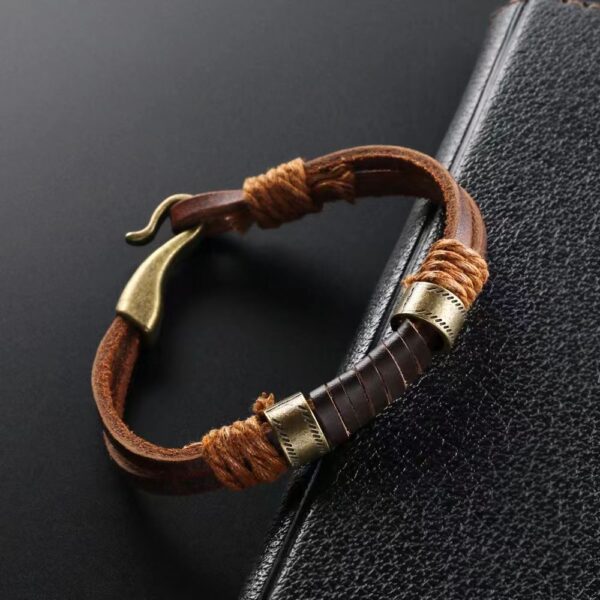 Hand Knitted Calf Spine Leather Family Career Lucky Bracelet - Bringing happiness to your family and good luck to your career! - Image 3