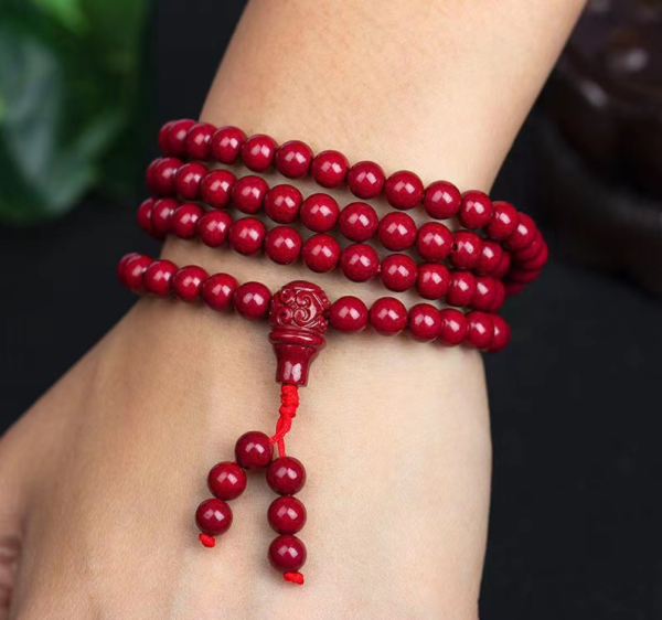 Cinnabar purple gold sand bracelet with 108 Buddhist beads rosary beads - Calming the mind, enhancing the spirit, protecting health, bringing inner peace and strength - Image 3