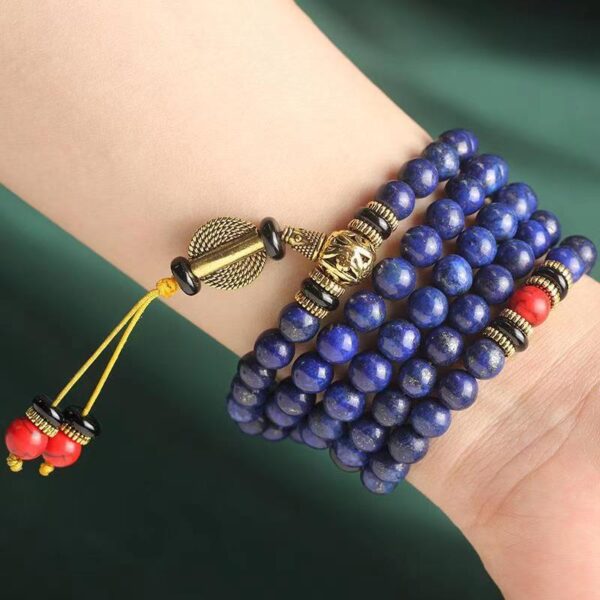 Raw mine old pit material lapis Lazuli bracelet No white no gold Men's and women's bracelet Buddhist beads Blue beads rosary spiritual enlightenment and spiritual growth