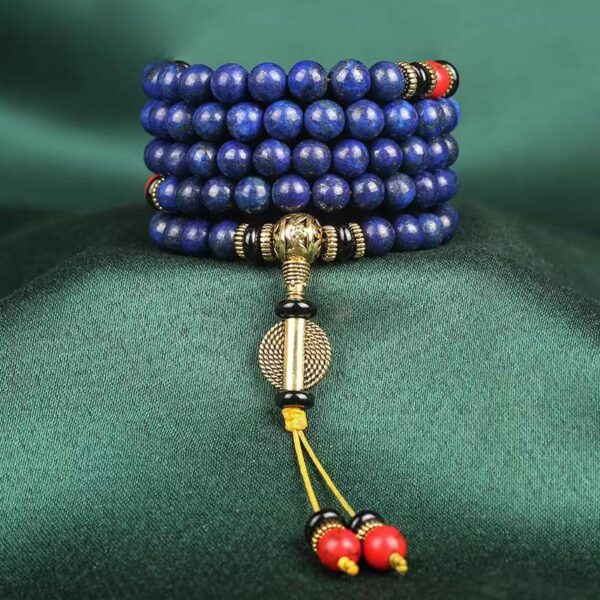 Raw mine old pit material lapis Lazuli bracelet No white no gold Men's and women's bracelet Buddhist beads Blue beads rosary spiritual enlightenment and spiritual growth - Image 4