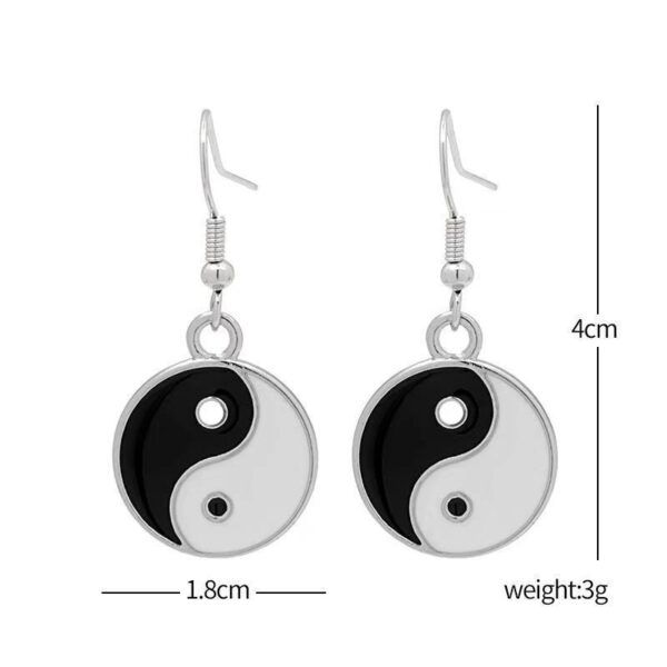 Tai Chi black and white Yin and Yang earrings -- Balance the energy, purify the mind, healthy family happiness, luck accompanied - Image 3