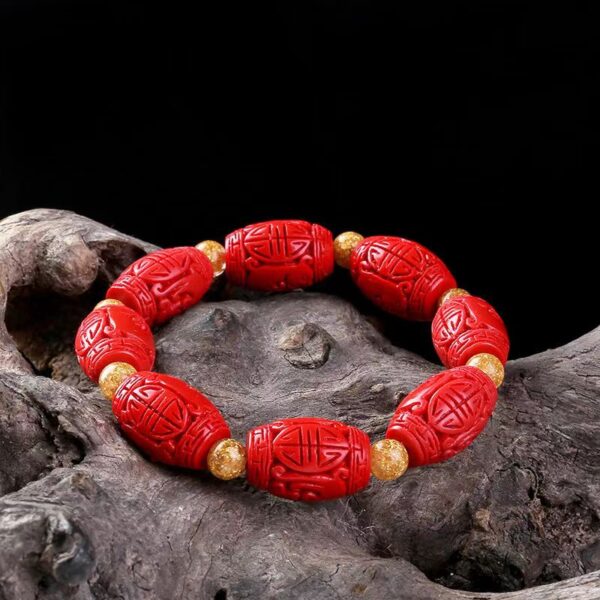 Natural vermilion beads bracelet - prosper fortune and career, protect and balance energy