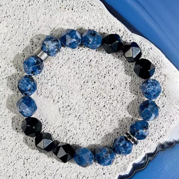 Natural Blue Beads & Onyx Strand - Poseidon-inspired design, superior protection & spiritual purification