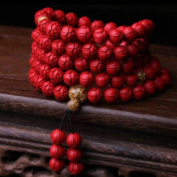 Natural cinnabar lotus seed bracelet 108 Buddha beads - the choice of fortune and fortune, warding off evil spirits and peace of mind - Image 4