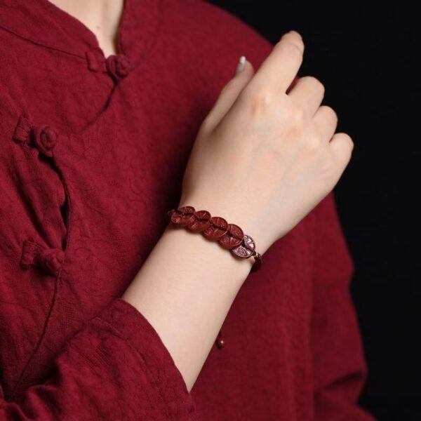 Natural cinnabar Mute Five Emperor Money bracelet - Calm, wisdom and happiness - Image 4