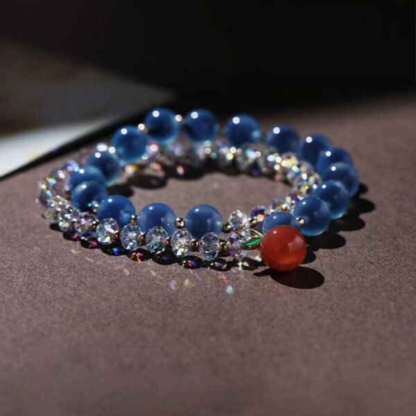 Agate Bracelet for women - Klein Blue bracelet, the combination of Austrian crystal and natural apple, healthy purification of the mind - Image 6