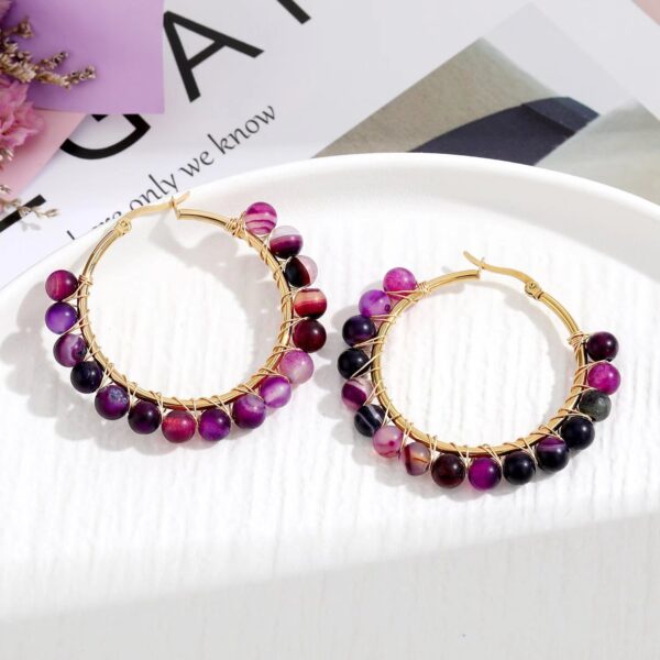 Natural stone round pearl earrings - Fortune safe cause guardian - Image 5