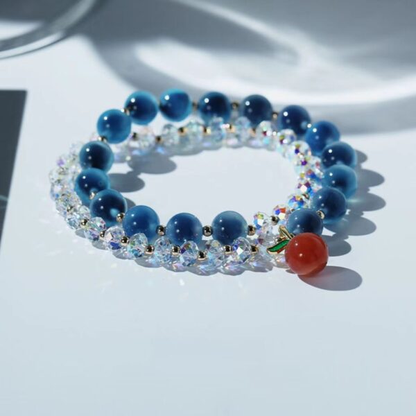 Agate Bracelet for women - Klein Blue bracelet, the combination of Austrian crystal and natural apple, healthy purification of the mind