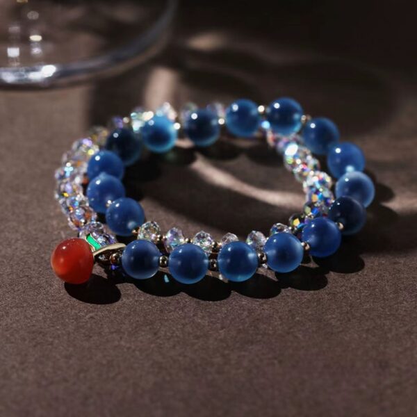 Agate Bracelet for women - Klein Blue bracelet, the combination of Austrian crystal and natural apple, healthy purification of the mind - Image 5