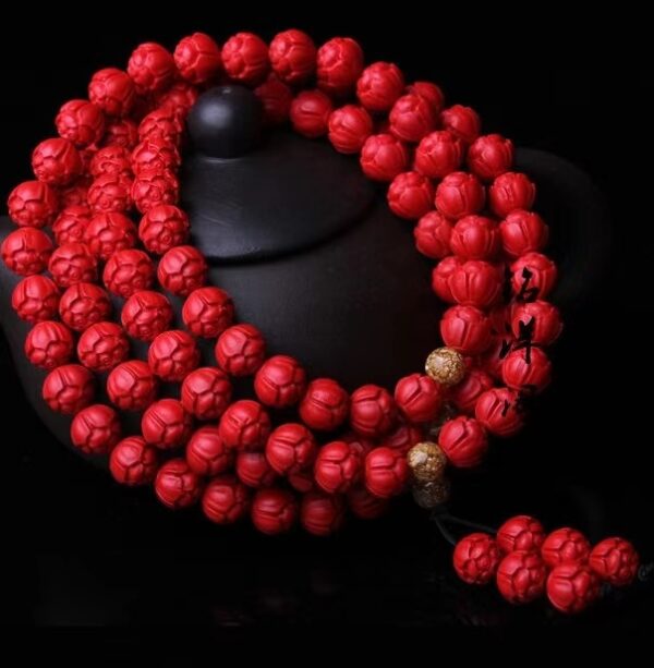 Natural cinnabar lotus seed bracelet 108 Buddha beads - the choice of fortune and fortune, warding off evil spirits and peace of mind - Image 2