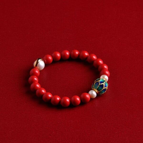 Enamel color natural vermilion bracelet - peace of mind, prosperous marriage peach blossom, bring good luck and happiness - Image 2