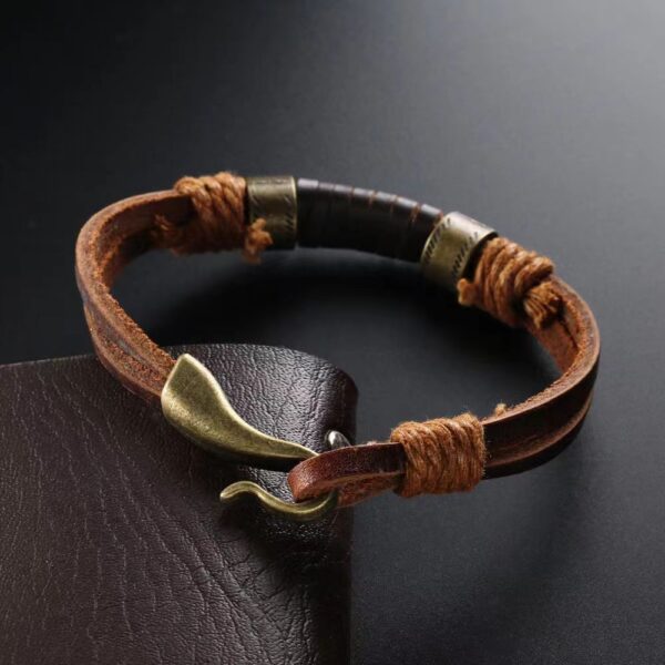 Hand Knitted Calf Spine Leather Family Career Lucky Bracelet - Bringing happiness to your family and good luck to your career! - Image 5