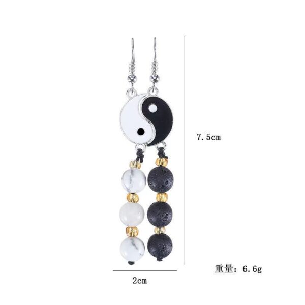 Tai Chi black and white Yin and Yang earrings -- Balance the energy, purify the mind, healthy family happiness, luck accompanied - Image 2