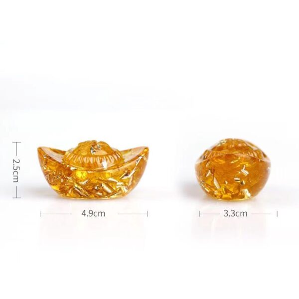 Yellow glazed gold foil ingot Cornucopia - hand-made crystal drop glue charm ornaments, Wangcai attracts gold, accumulating money - Image 6