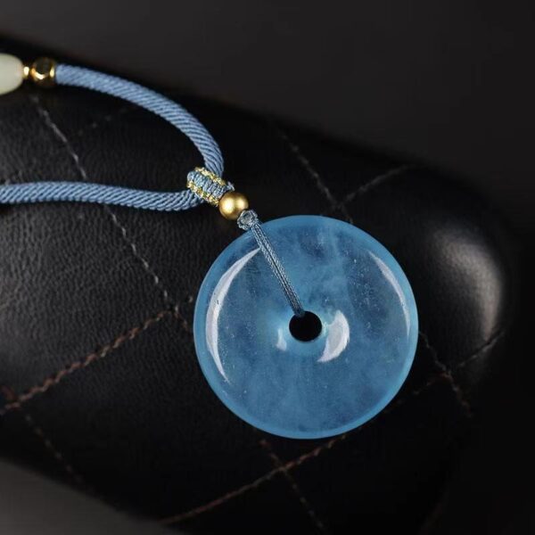 Natural ice Aquamarine necklace Peace buckle Pendant Blue crystal necklace clavicle chain healing purification soul career love - Image 5