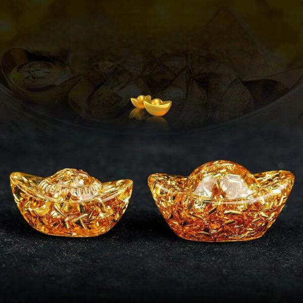 Yellow glazed gold foil ingot Cornucopia - hand-made crystal drop glue charm ornaments, Wangcai attracts gold, accumulating money