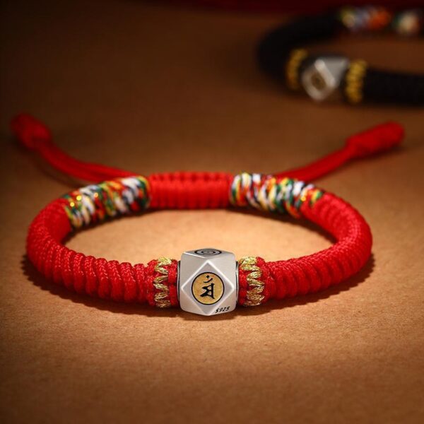 Natural protection stone red rope bracelet - Draw adjustable, essence of mind, luck and health protection - Image 4