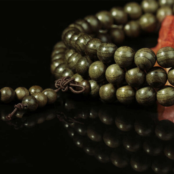 Gold silk Nanmu 108 Buddhist beads rosary string -- Purify the soul, balance energy, prosper wealth and ward off evil spirits, and help both soul and material harvest - Image 3