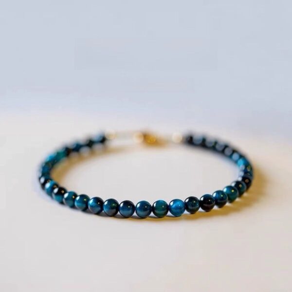 Natural blue tiger eye stone bracelet - Tiger eye stone bracelet, round bead design, fortune happiness, help the cause - Image 2