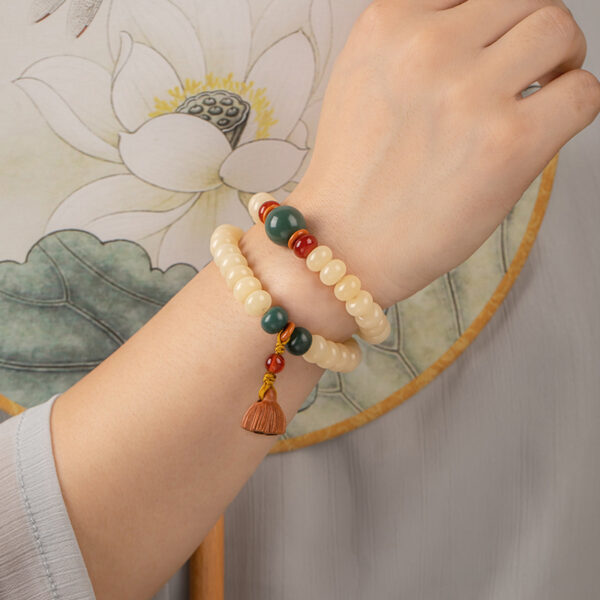 Cream yellow bodhi stick bracelet - Purify the mind, calm emotions, balance energy, and enhance inner peace - Image 3