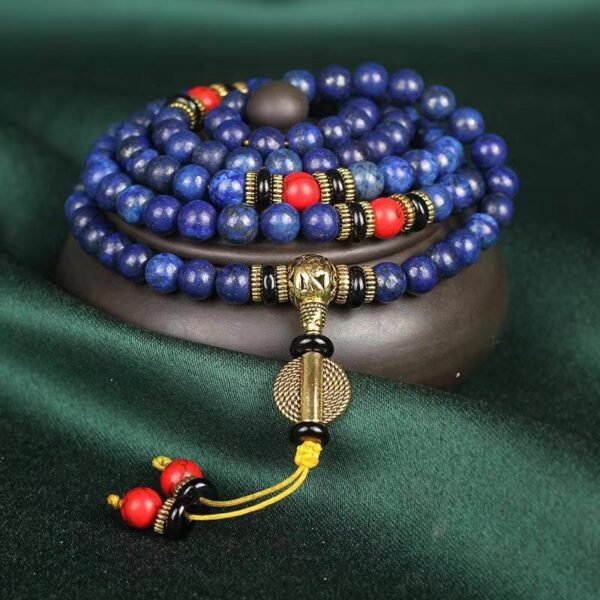 Raw mine old pit material lapis Lazuli bracelet No white no gold Men's and women's bracelet Buddhist beads Blue beads rosary spiritual enlightenment and spiritual growth - Image 2