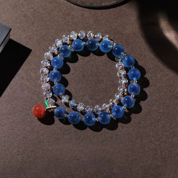 Agate Bracelet for women - Klein Blue bracelet, the combination of Austrian crystal and natural apple, healthy purification of the mind - Image 4