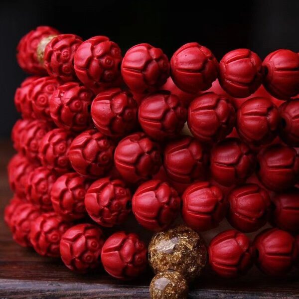 Natural cinnabar lotus seed bracelet 108 Buddha beads - the choice of fortune and fortune, warding off evil spirits and peace of mind - Image 6