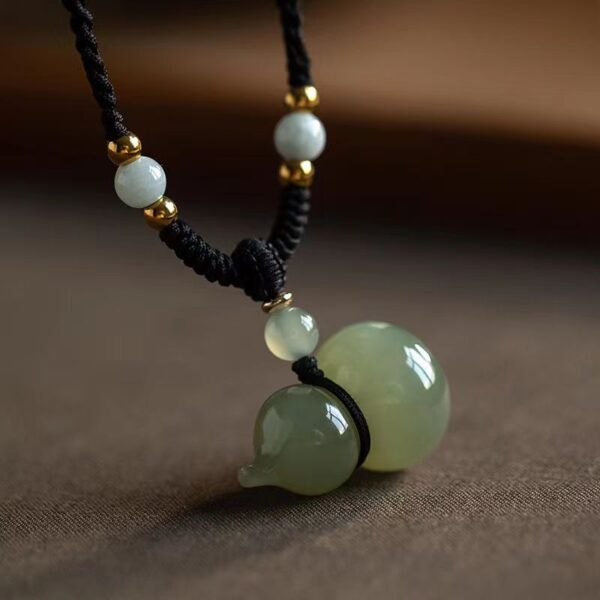 Natural Hetian Jade Fortune, Luck, Happiness & Good Luck Pendant Necklace - Attracts wealth and brings happiness and good luck.