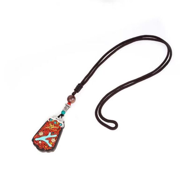 Natural Sandalwood Auspicious No Matter What Card Protector Lucky Pendant - Image 6