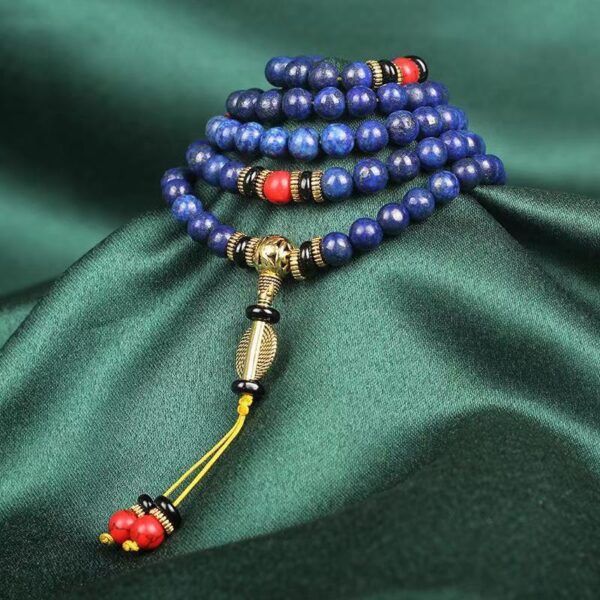 Raw mine old pit material lapis Lazuli bracelet No white no gold Men's and women's bracelet Buddhist beads Blue beads rosary spiritual enlightenment and spiritual growth - Image 3