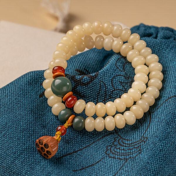 Cream yellow bodhi stick bracelet - Purify the mind, calm emotions, balance energy, and enhance inner peace