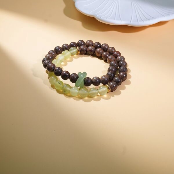 Double circle gold wire sandalwood bracelet - grape stone natural bracelet, overlapping jade running ring, absorb study safety and health - Image 7