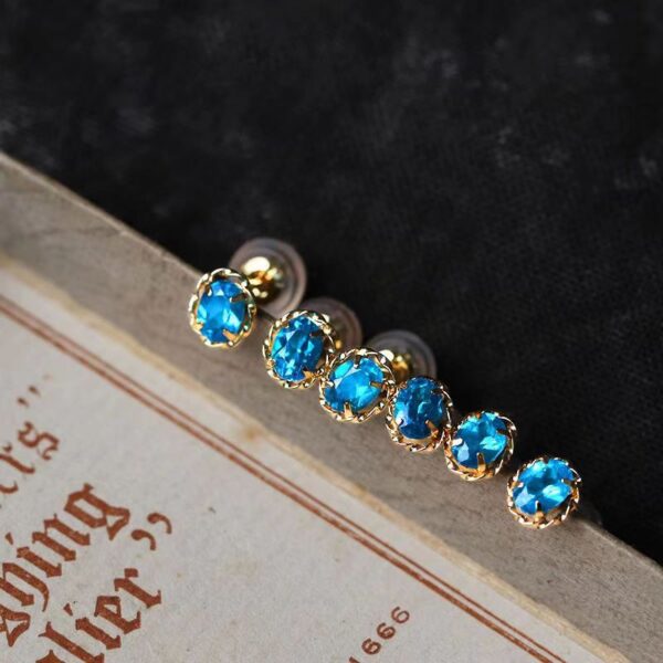 Blue S925 sterling silver apatite earrings temperament fashion everything career energy success - Image 3