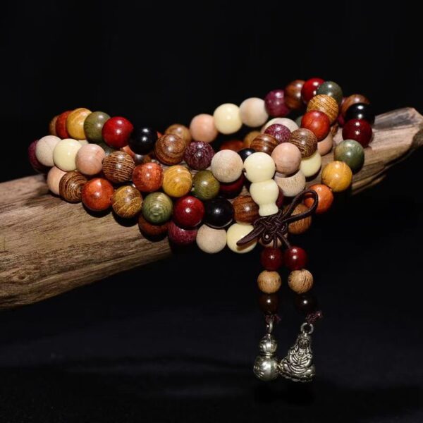 Natural sandalwood multi treasure luck Wang academic wisdom knowledge hand rosary - Image 2