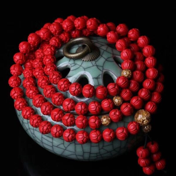 Natural cinnabar lotus seed bracelet 108 Buddha beads - the choice of fortune and fortune, warding off evil spirits and peace of mind - Image 5