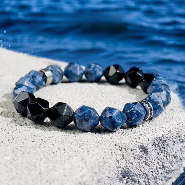 Natural Blue Beads & Onyx Strand - Poseidon-inspired design, superior protection & spiritual purification - Image 4