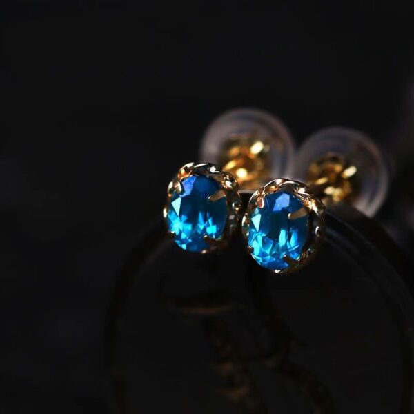 Blue S925 sterling silver apatite earrings temperament fashion everything career energy success - Image 2