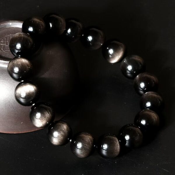 Natural silver obsidian Bracelet - Purify the soul, calm the mind, promote career, family and love - Image 4