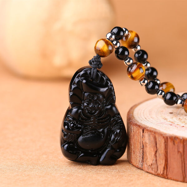 Natural obsidian pendant -- Purify the mind, calm the mind, protect the prosperity, and enhance the family aura - Image 3