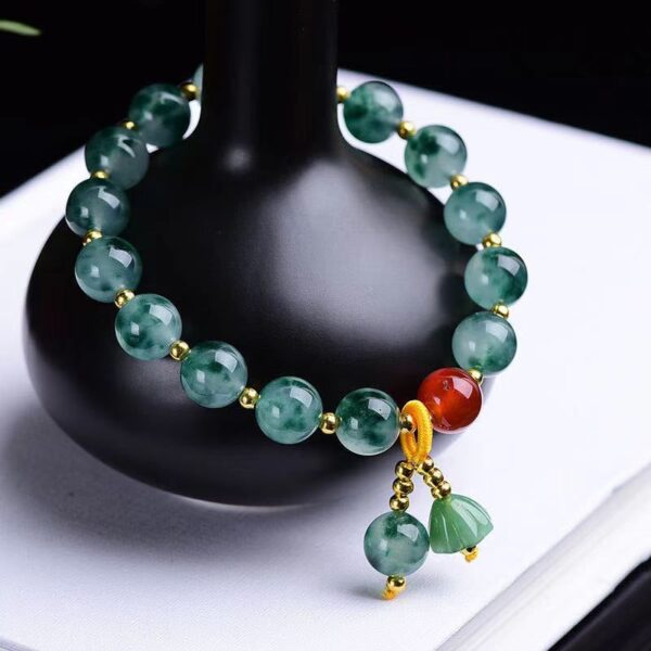 Natural chalcedony Flower Bracelet - Energy protection for wisdom and good luck