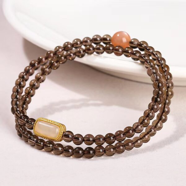 Natural tea crystal double circle bracelet - Energy guard for soothing qi and boosting self-confidence - Image 3