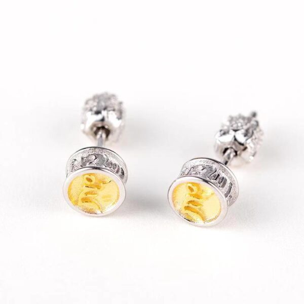 Yellow God of Wealth six words True Words earrings - prosperous wealth and career charms - Image 6