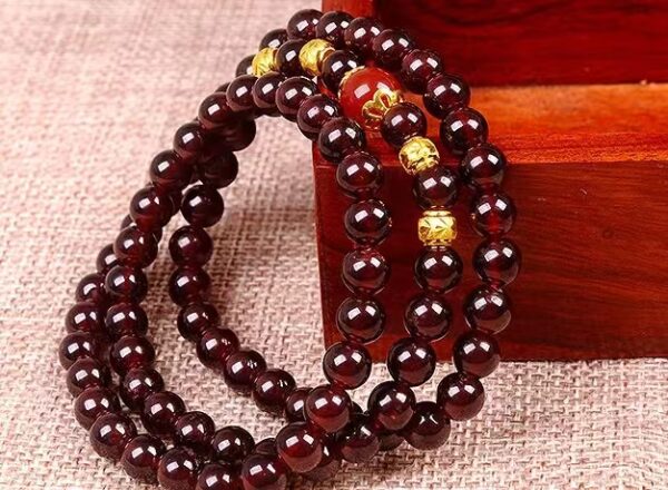 Natural garnet three circle multi-circle bracelet - purifying mind and calming energy guardian