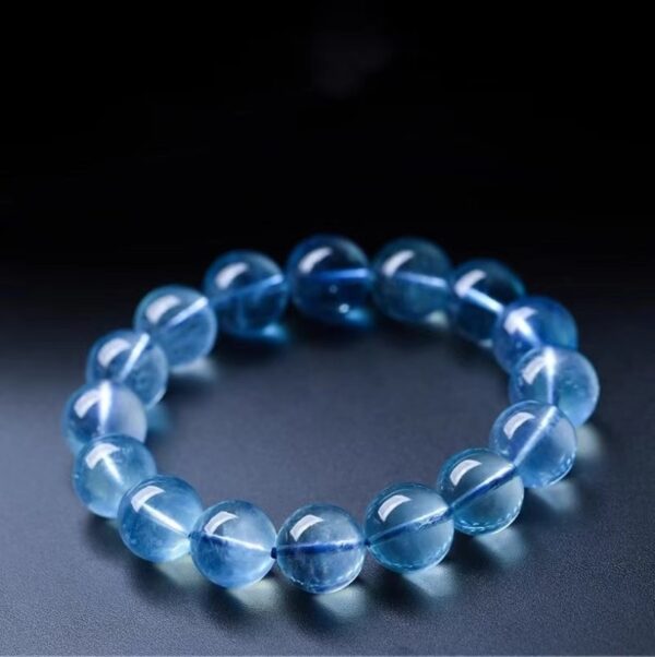 Natural Blue Crystal Aquamarine Bracelet - Energy guardian for purifying soul and career - Image 3