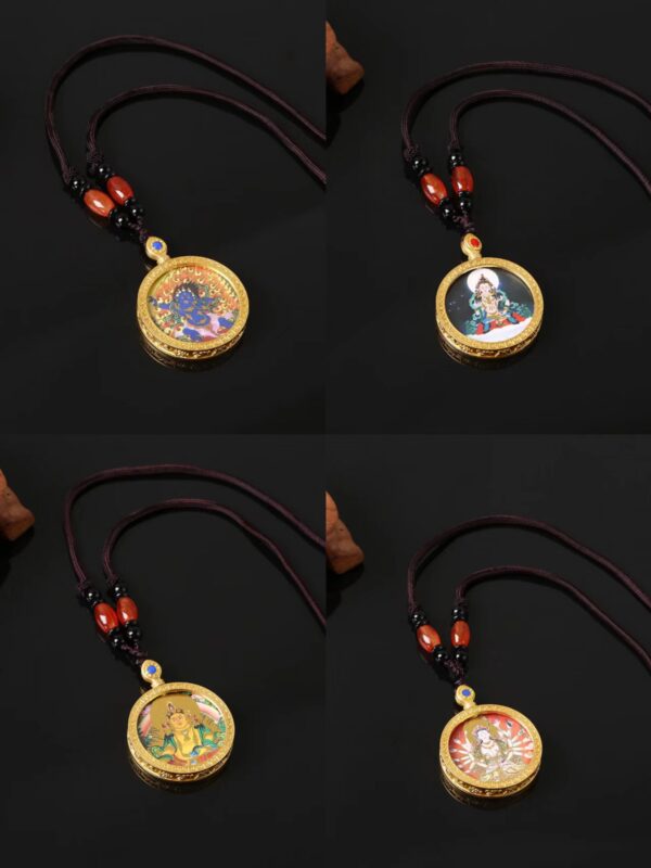 Gold circle Thangka necklace -- Prosperity, career, peace and health, purification of the soul, growth of wisdom - Image 2