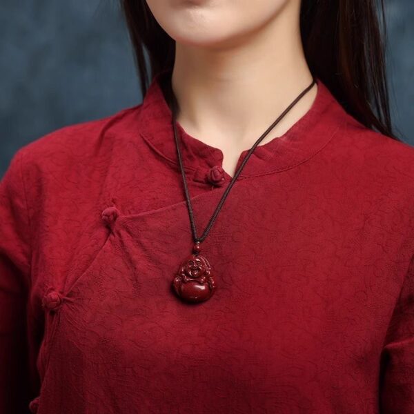 Natural vermilion Maitreya Buddha pendant -- Protect peace, purify the soul, protect health, and keep good fortune - Image 3