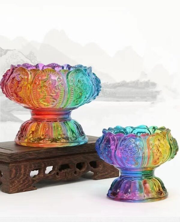 Colored glass Lotus Candle holder - a symbol of purifying the mind and enhancing confidence - Image 2