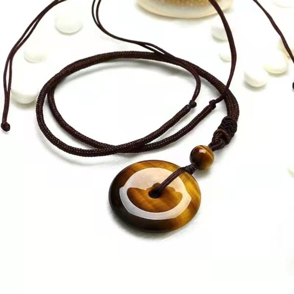 Natural peace buckle Tiger Eye Stone pendant necklace - Energy guardian of health, peace and good luck - Image 4