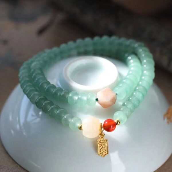 Natural Dongling Stone double circle bracelet - energy companion of kindness and peace