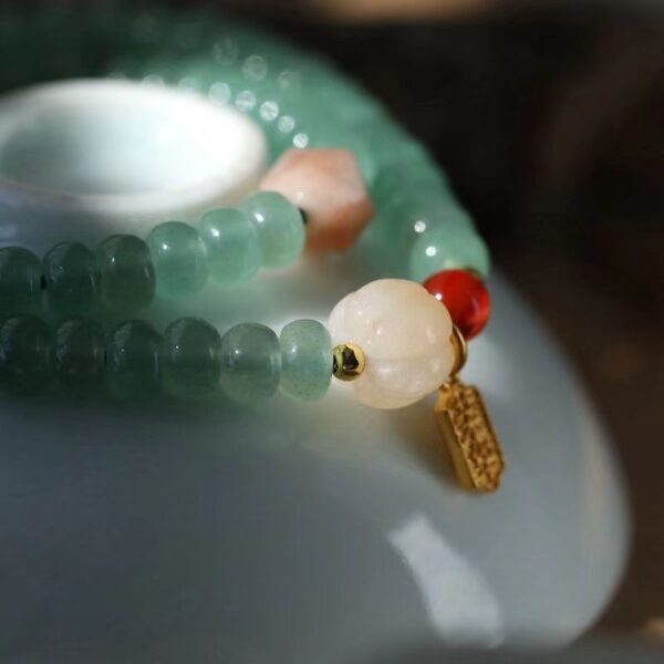 Natural Dongling Stone double circle bracelet - energy companion of kindness and peace - Image 3